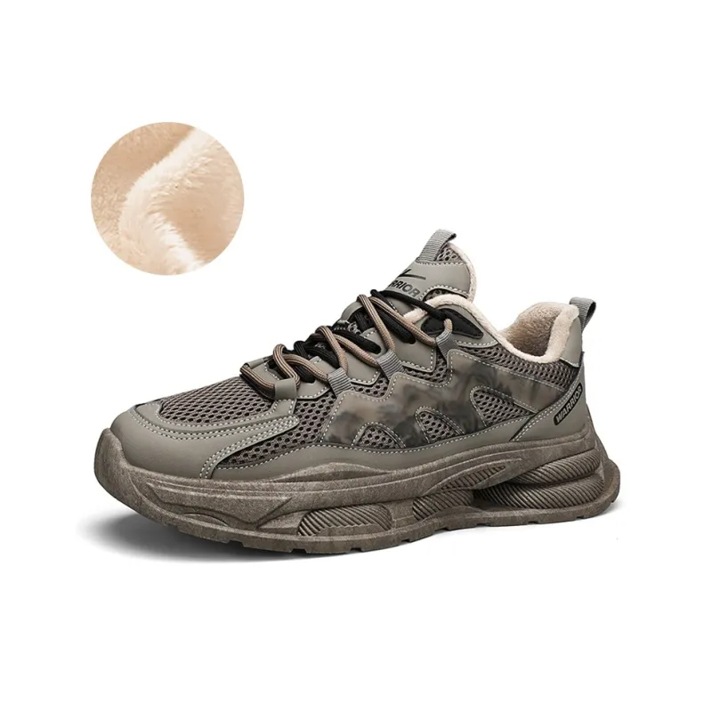 Warrior Slip Resistant, Abrasion Resistant, Thermal Low Top Chunky Sneakers Men's Light Khaki Black-1