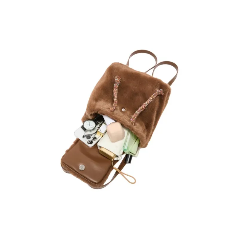 Three Blessings Fabric Backpack Medium Size Unisex Yellow/Brown/Premium White-9