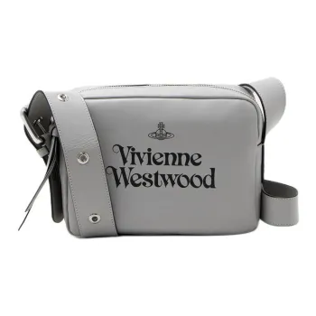 Vivienne Westwood Carrie Cow Leather Shoulder Bag Women's Gray & Black