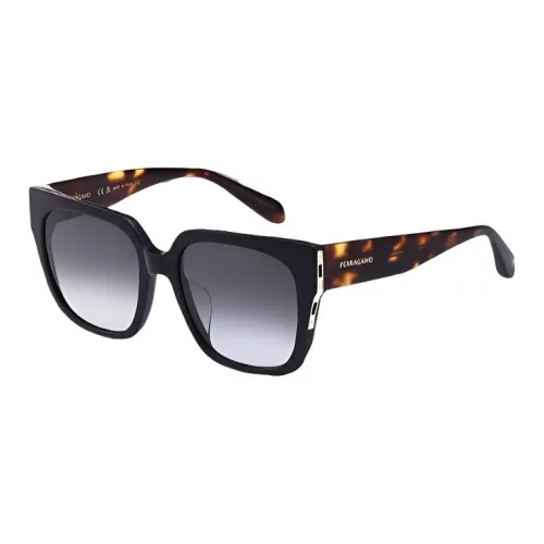 FERRAGAMO Plate Frame Square Sunglasses Unisex Tortoiseshell