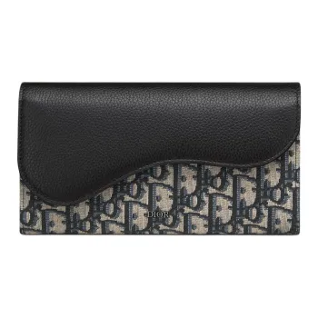 DIOR Saddle Cotton With Cow Leather Wallet Men's Beige & Black