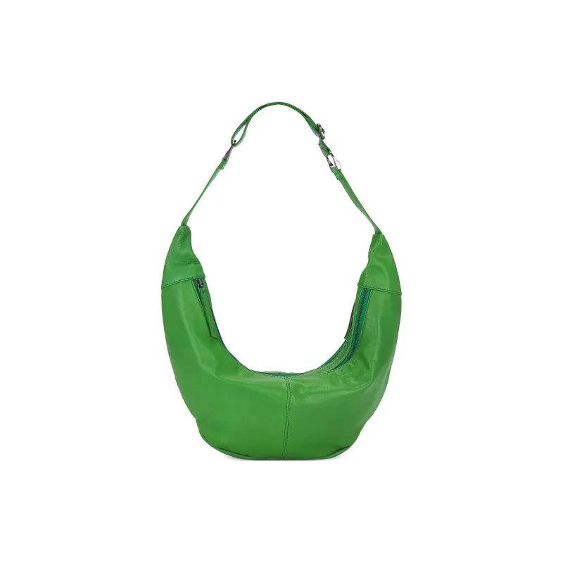 FREE PEOPLE Goatskin Handbag Shoulder Bag Unisex Dark Coffee/Green/Black-5