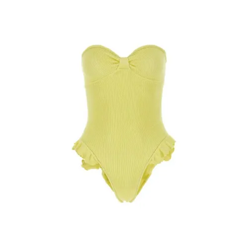 REINA OLGA Ruffled Strapless Swimsuit