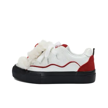 B10CROWN Anti Slip And Wear Resistant Lightweight Low Top Skateboard Shoes Women's Apple Red