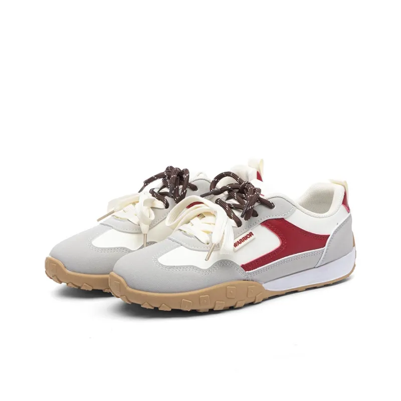 Warrior Anti Slip And Wear Resistant Height Increasing Low Top Casual Shoes Women's Beige Gray Red-2