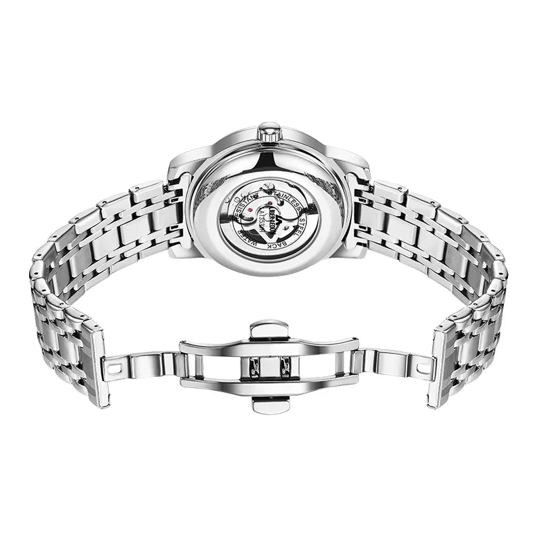 LIBER AEDON Mechanical Movement Stainless Steel Strap Silver Dial Men's Watches-2