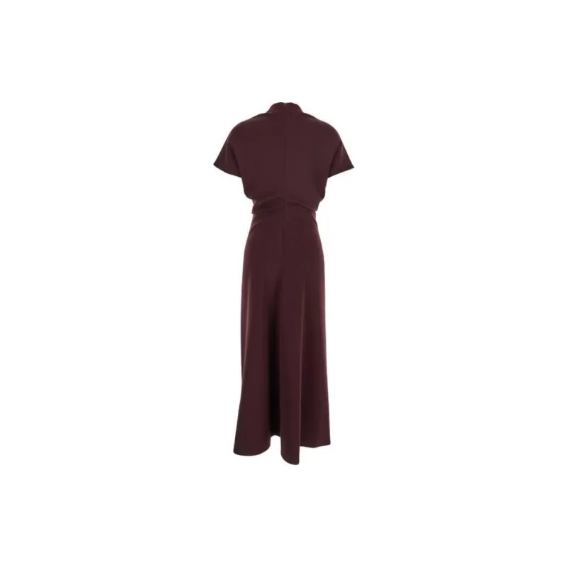 BE PLAIN Short Sleeved Dress Women's Bordeaux Red-1