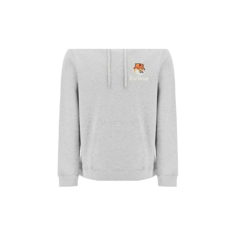 BARBOUR X Maison Kitsuné Logo embroidered Cotton Hoodie-5
