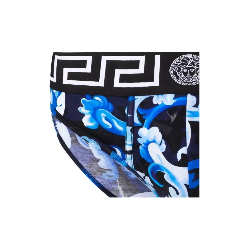 VERSACE Men's Baroccoflage Printing Briefs Blue-3