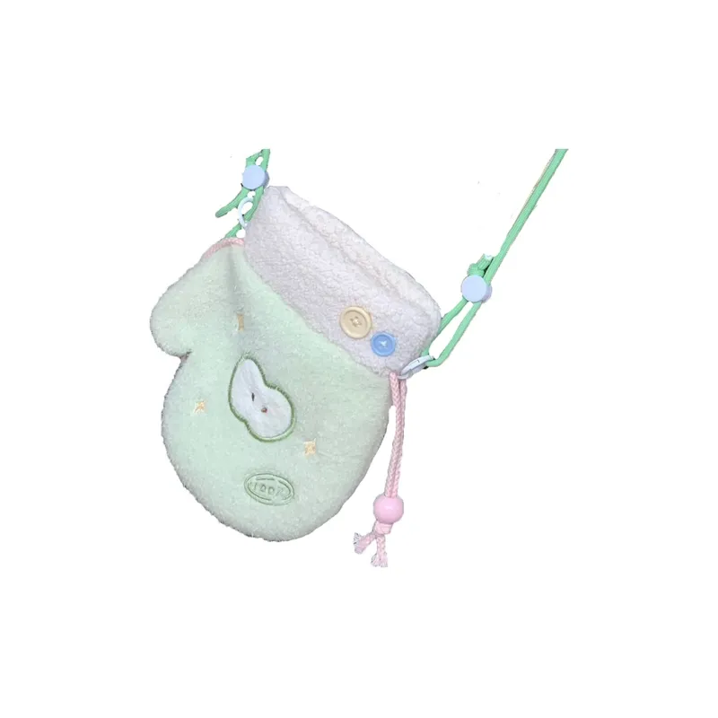 RIZHI STORE Original Green Apple Glove Warm Portable Plush Crossbody Bag Unisex Green-4