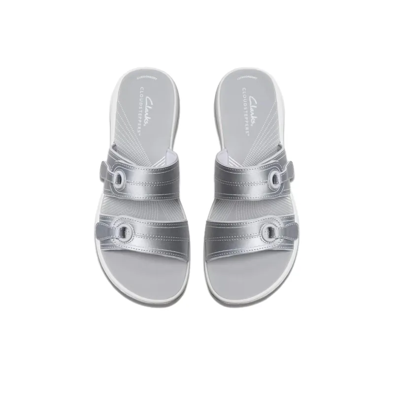 Clarks Abrasion-Resistant Slip-Resistant Slide Slippers Women's Silver-3