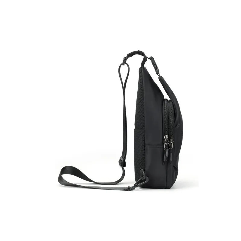 L&M Polyester Messenger Bag, Shoulder Bag, Crossbody Bag Regular Men's Black/Gray/Membrana Dermalis Black-2