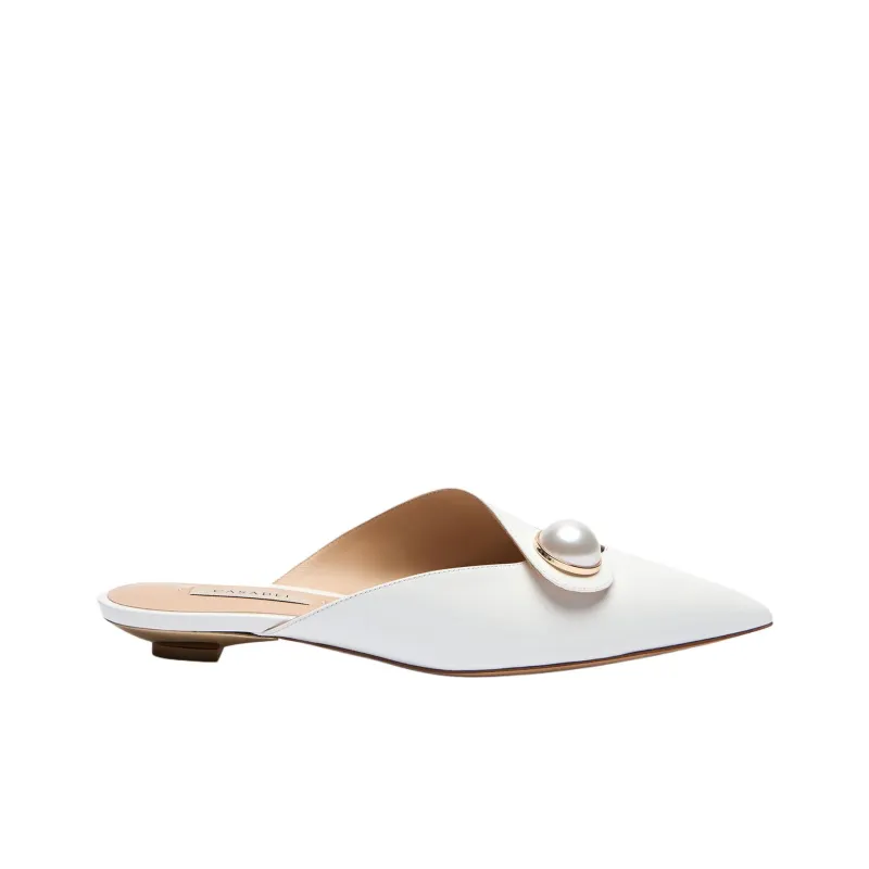 Casadei Blade Closed Toe Slippers Women's White-1