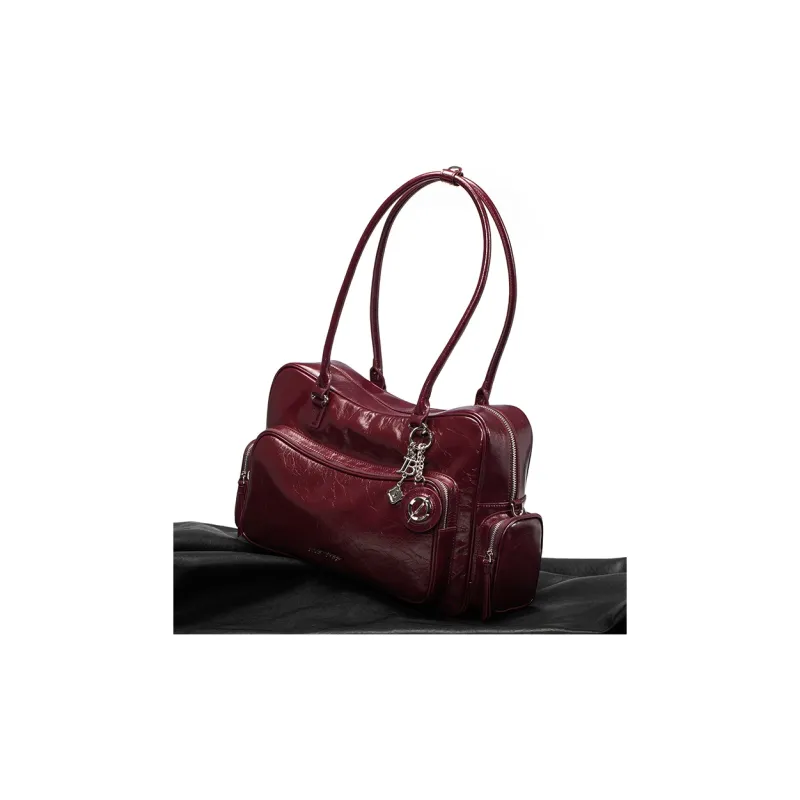 JELLYTOYBOY Cow Leather Train Toast Bag One Shoulder Crossbody Bag Regular Women's Ancora Red-2