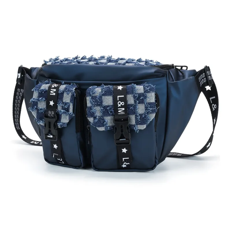 L&M Polyester Sling Bag Regular Unisex Black/Blue-4