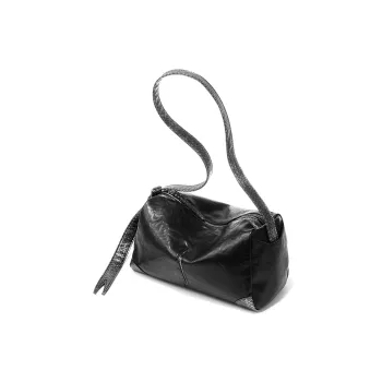 Yawei Kuroda PU Leather Toast Bags Crossbody Bag Unisex Black