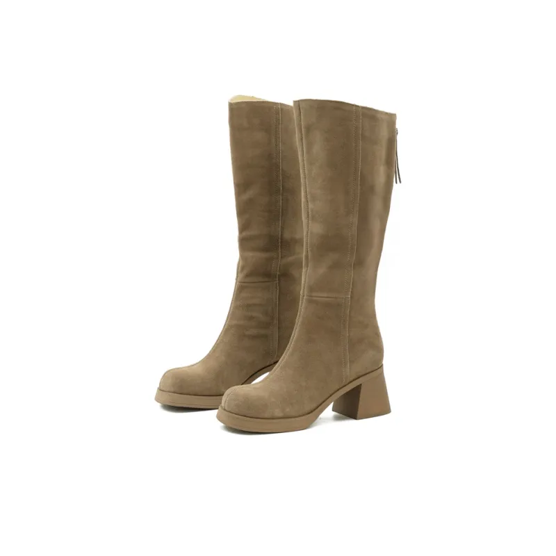 Little Sue Knee high Boots Women's Black/Milk Tea-7