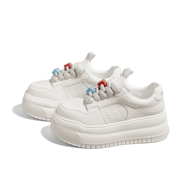 KODI Lightweight Breathable Height Increasing Low Top Skateboard Shoes Women's White-1