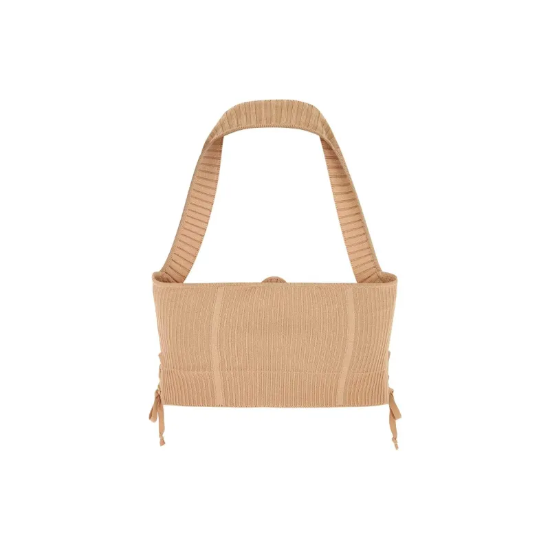 ANDREĀDAMO Halterneck Ribbed Knit Corset Top-1