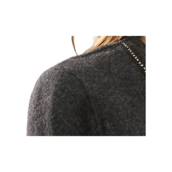 FENHONGMALI Cropped Coats Women's Black Gray