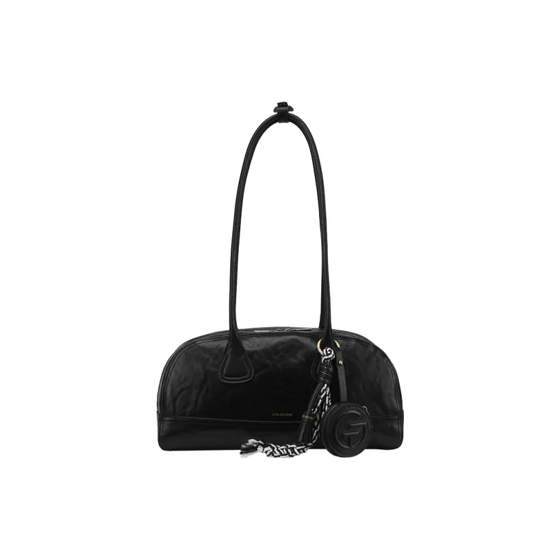 Tanita West Cow Leather Shoulder Bag Women's Black-0