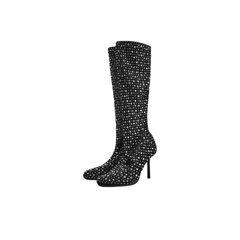 ZARA Knee high Boots Women's Black-3