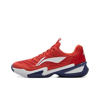 LiNing Abrasion Resistant Support Rebound Low Top Tennis Shoes Men's Fiery Red