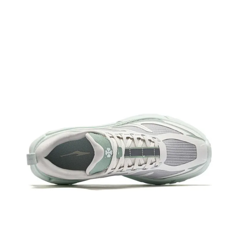 Erke Anti Slip And Wear Resistant Coverage Low Top Chunky Sneakers Women's White Green Gray-3