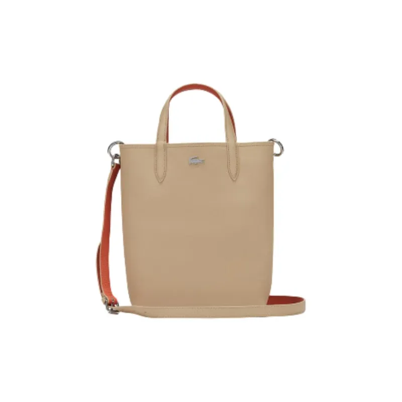 LACOSTE PVC Tote Bag Shopping Bag Handbag Medium Size Women's Khaki And Orange-1