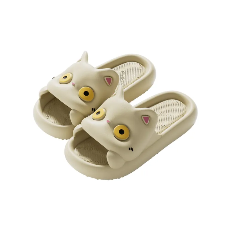 Warm Edge Women's Summer Home Indoor Cartoon Cute Kitten Soft Sole, Students Dormitory Slide Slipper-6