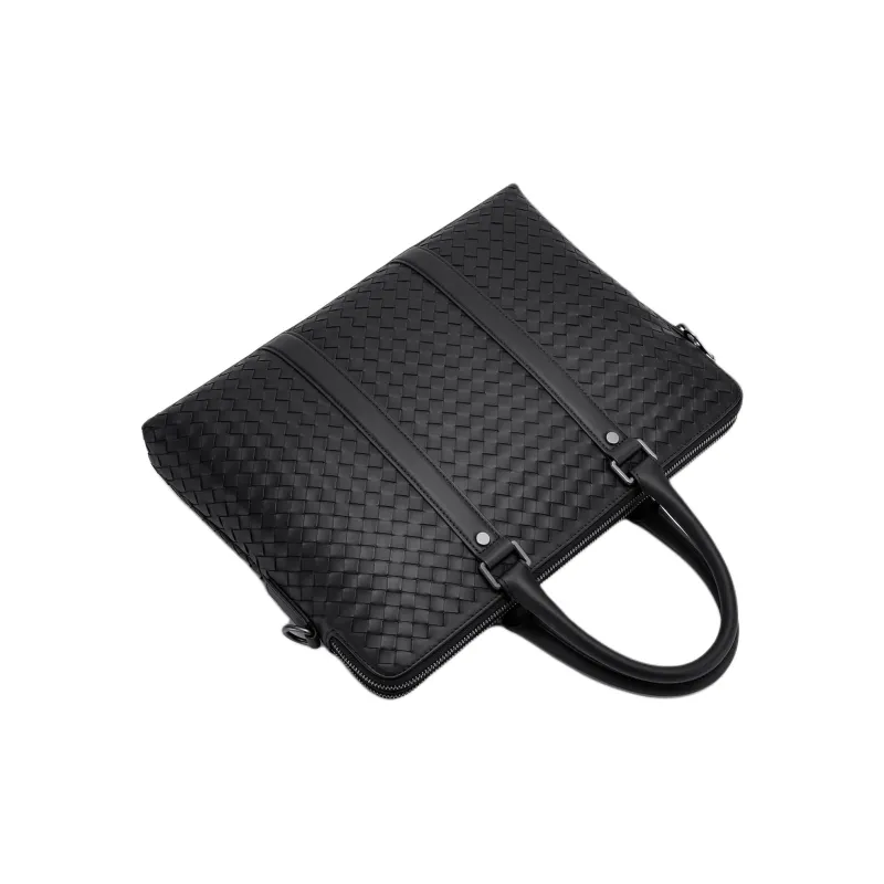 FAIRWHALE Cow Leather Briefcases Regular Unisex Black-5