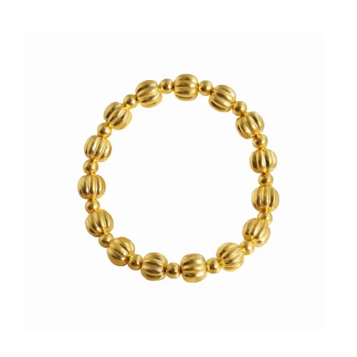 KING TAI SANG Pumpkin Fortune Bead # Good Luck Solid Gold Fixed Price Bracelets Unisex