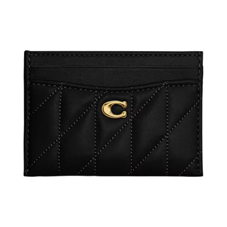 COACH EssentialPillow Nappa Leather Card Holder Mini Women's Black-0