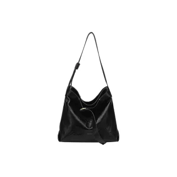 Tanita West Cow Leather Bucket Bags Shoulder Bags Large Size Women's Black
