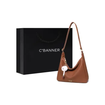 C°BANNER Cow Leather With Synthetic Leather One Shoulder Crossbody Tote Women's Brown