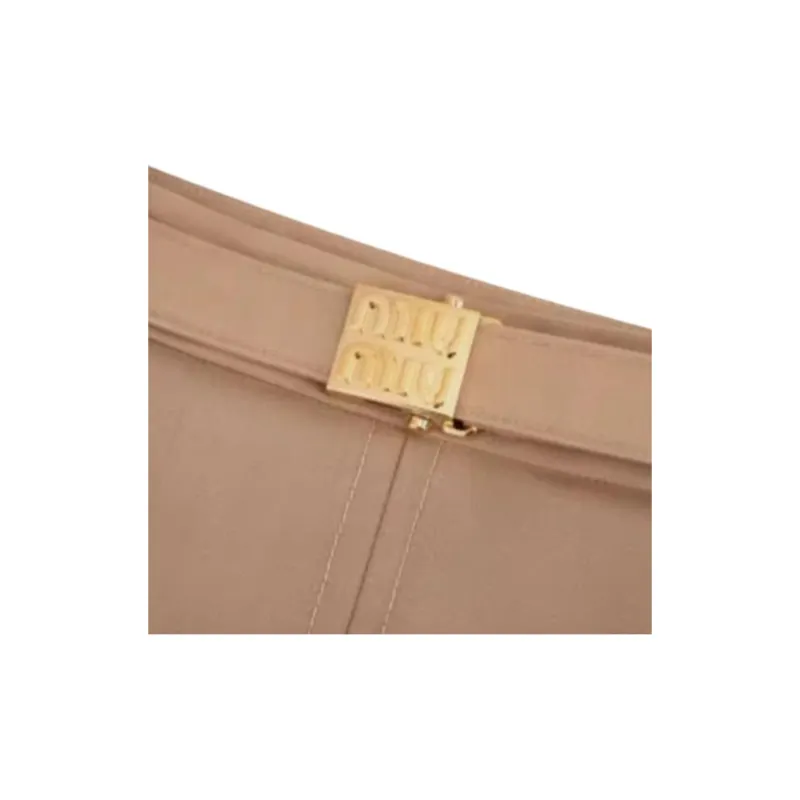 MIU MIU Belt-Detailed Pleated Mini Skirt-2
