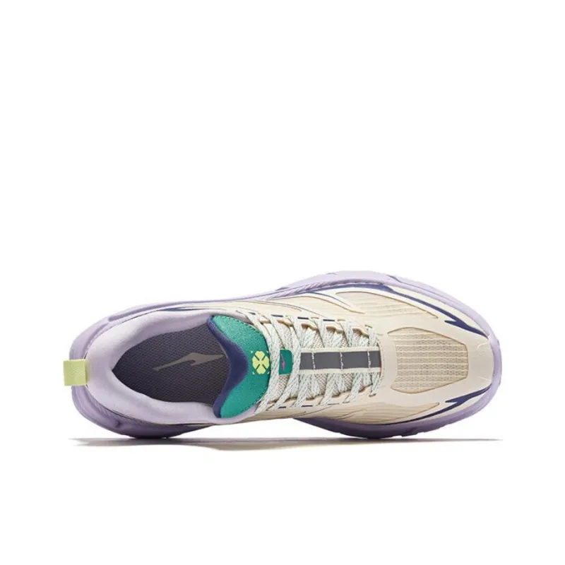 Erke Anti Slip And Wear Resistant Coverage Low Top Chunky Sneakers Women's Beige Purple-3