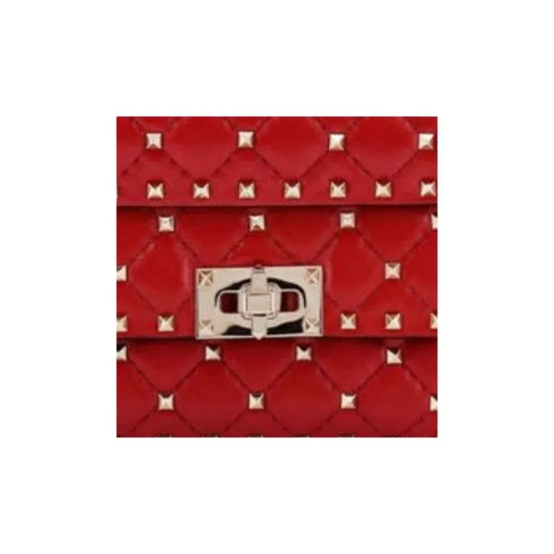 Valentino ROCKSTUD SPIKE Leather One Shoulder Handbag Trumpets Women's Red-2
