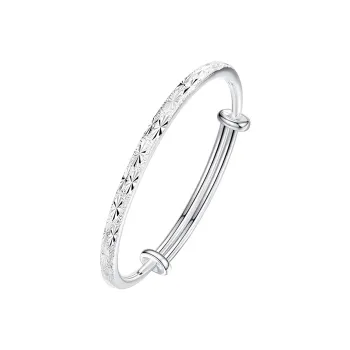 ZUOHUO S999 Fine Silver Bangles Women's Silver White