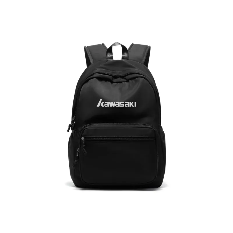 Kawasaki Fabric Backpack Travel Bag Unisex Black/Ecru/Light Blue-12