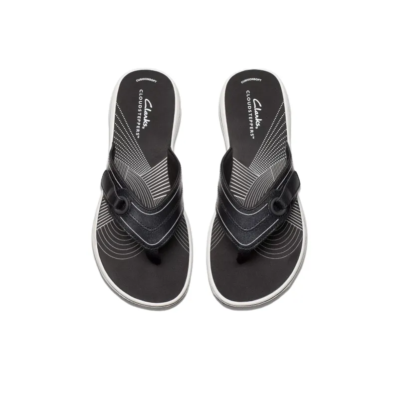 Clarks Abrasion-Resistant Flip Flops Women's Black White-3