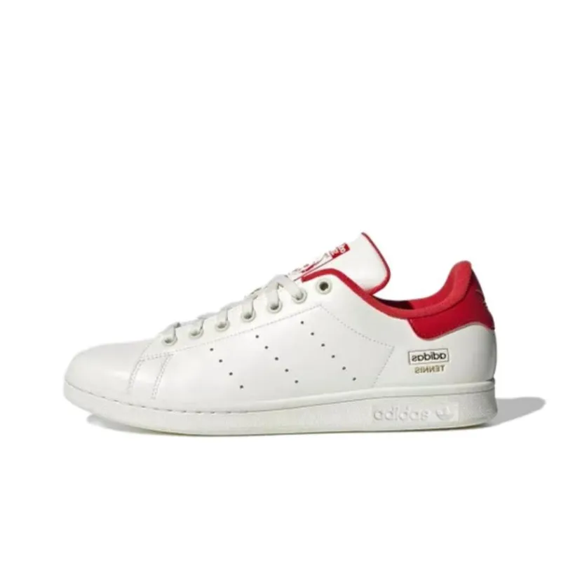 Adidas Originals STAN SMITH Anti Slip Wear Resistant Low Top Skateboard Shoes Unisex White Red-0