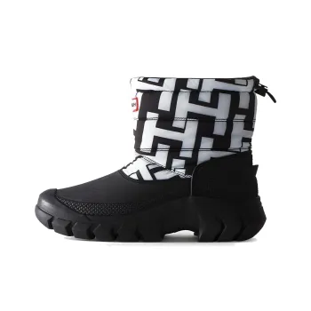 HUNTER Short Snow Boots Women's Black White