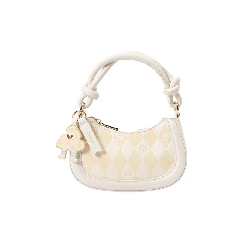 SEM/R PU Shoulder Bag Small Size Women's Black/Ecru/Pink-16