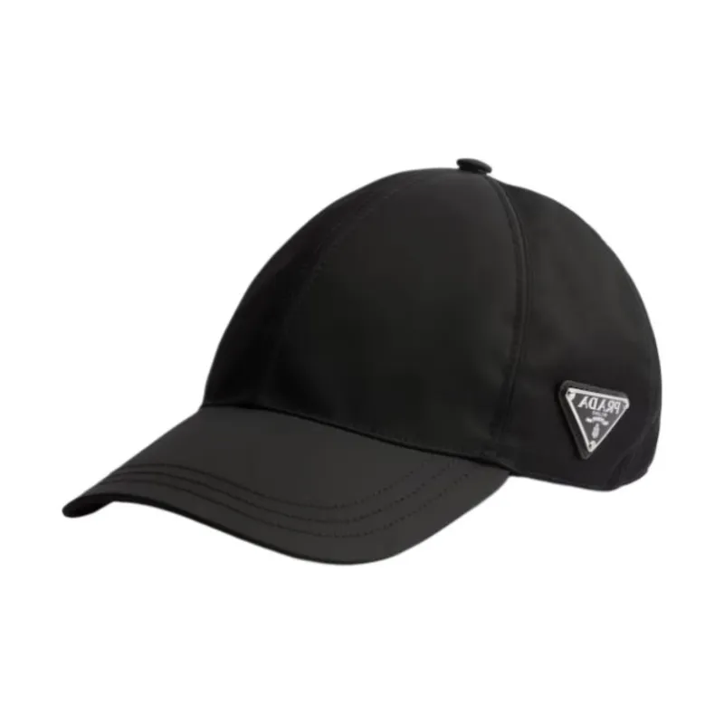 PRADA Nylon Textile Fiber Plastic Fishnet Cotton Recycled Polyamide Porcelain Metal Baseball Caps Unisex Black-0