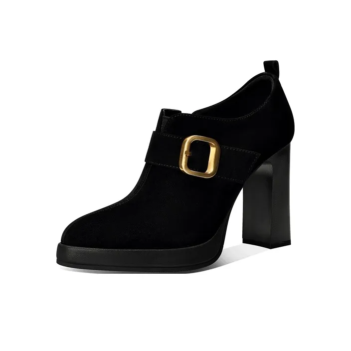 Bai Shiting Chunky Heel High Heels 9.5cm Women's Black-0