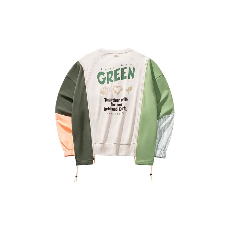 Anta Outdoor Collection Sweatshirt Men's Gray Heather Gray/Dragon Well Green/Star Fortune Green-1