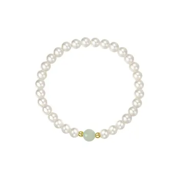 LUXLINE Bracelets Pale Greenish White Jade Women's