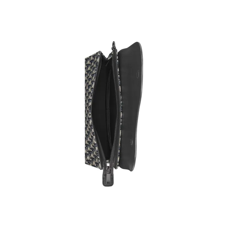 DIOR Cotton With Cow Leather Clutch Unisex Beige & Black-3