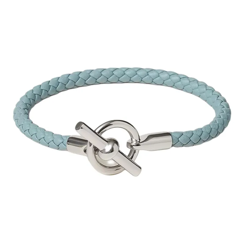 HERMES Calfskin Bracelets Men's Light Blue-1